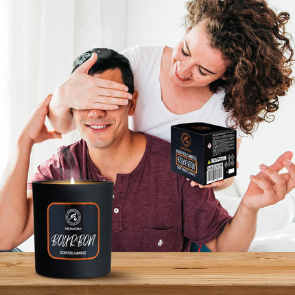 Scented Candle Bourbon 200G - Soy Wax Candle - Home Scented Candle - Aromatherapy Candle - Rich and Intense Scent - Air Freshener - Glass Candle Gift - Gift for Men