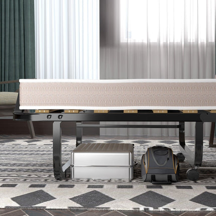 Folding Bed with 10 Cm Memory Foam Mattress and Wheels