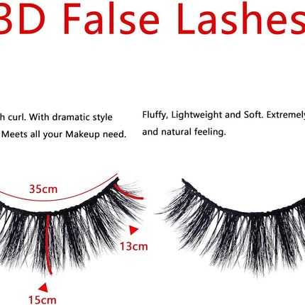 False Eyelashes, 3D Faux Mink Lashes Natural Long Thick Makeup Eyelashes Reusable Fake Eye Lashes