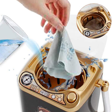Electric Makeup Brush Cleaner Spinner Machine - Electronic Mini Washing Machine Shape Automatic Makeup Brush Cleaner Dries Deep Cleaning Mini Toy (Gold)