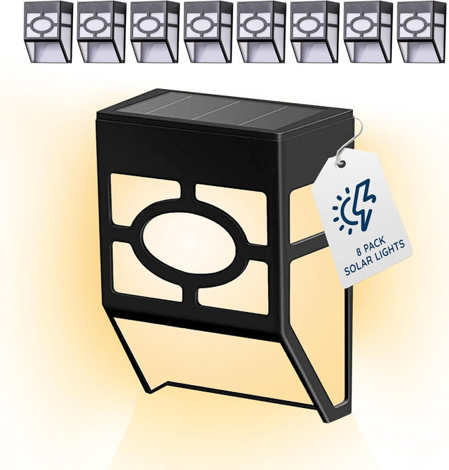 CUQOO Outdoor Solar Lights 8 Pack - Warm White, Waterproof LED Solar-Powered Lig