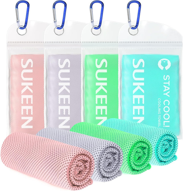 Sukeen Cooling Towel Ice Towel 4Pack (100 X 30Cm), Cooling Towel Quick Dry Fitne