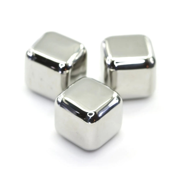 Set of 6 Stainless Steel Reusable Whisky Stones Ice Cubes Chill Room Temp Drinks