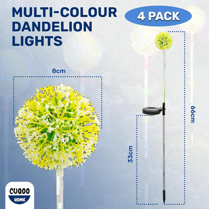 CUQOO Solar Garden Lights – 4 Pack Colour-Changin
