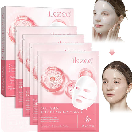 Collagen Face Mask, Collagen Night Wrapping Mask, Overnight Hydrogel Face Mask, Collagen Anti-Wrinkle Mask, Intense Hydration, Firming, Reduce Fine Lines & Wrinkles, 4PCS