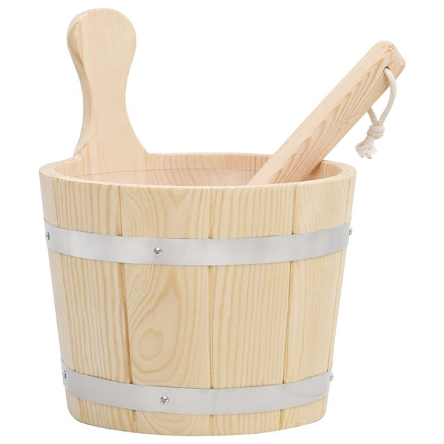 Sauna Bucket and Ladle Set Solid Wood Pine