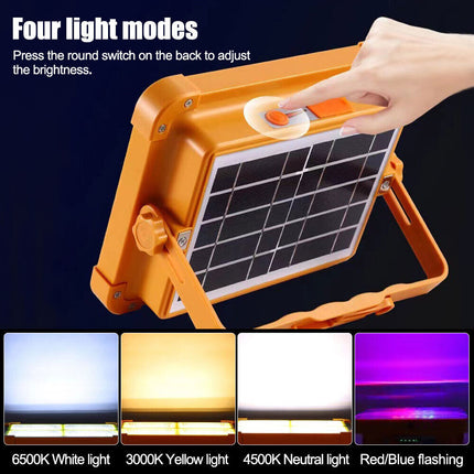 1500W LED Work Light Solar Powered Cordless Portable Outdoor Light 6000Mah USB