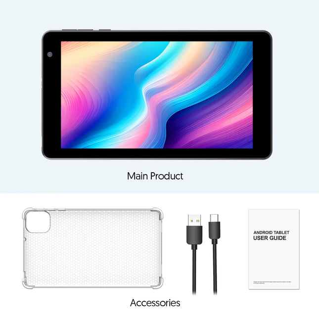 7-Inch Android 14 Tablet, 8GB (3G+5G Memory Expansion) RAM+64GB ROM, Dual Cameras, Wifi, Bluetooth, 3500 Mah Battery