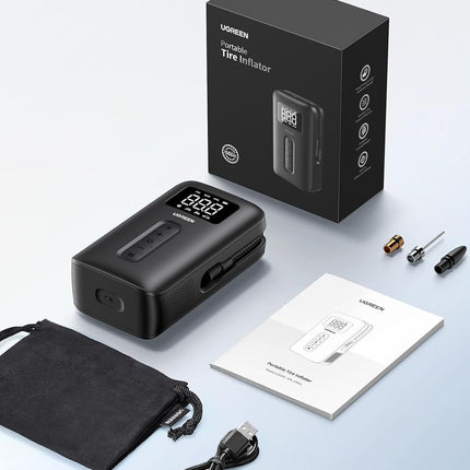 Tyre Inflator Portable Cordless Electric Air Pump 150PSI Auto-Off Car Tyre Pump with LED Light Digital Gauge for Accurate Pressure Readings for Cars, Motorcycles, Balls, All Bicycles, Etc