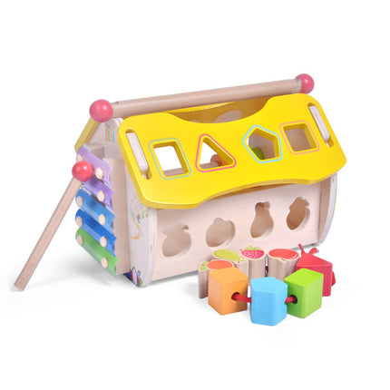 Wooden Musical House Shape Sorter Activity Box Toy Interactive Educational Play