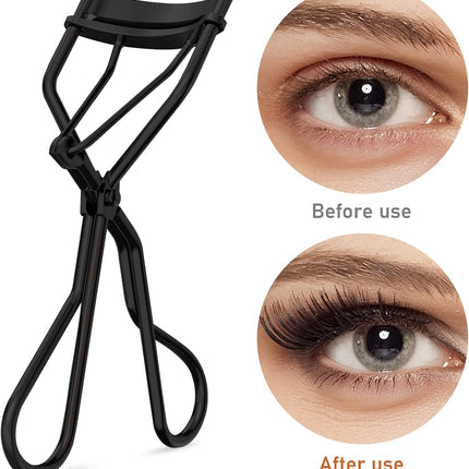 Eyelash Curlers with 10 Refill Silicone Pads, Rose Golden Eyelashes Curler for Women, Lash Curler Easy to Curl Eyelashes Naturally and Fits All Eye Shapes (Black)