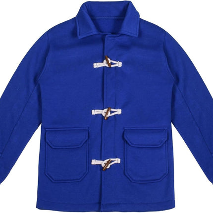 Girls Boys Royal Duffle Fleece Coat Stylish Utility Pockets Long Sleeves Trendy Fashion Thick Jacket