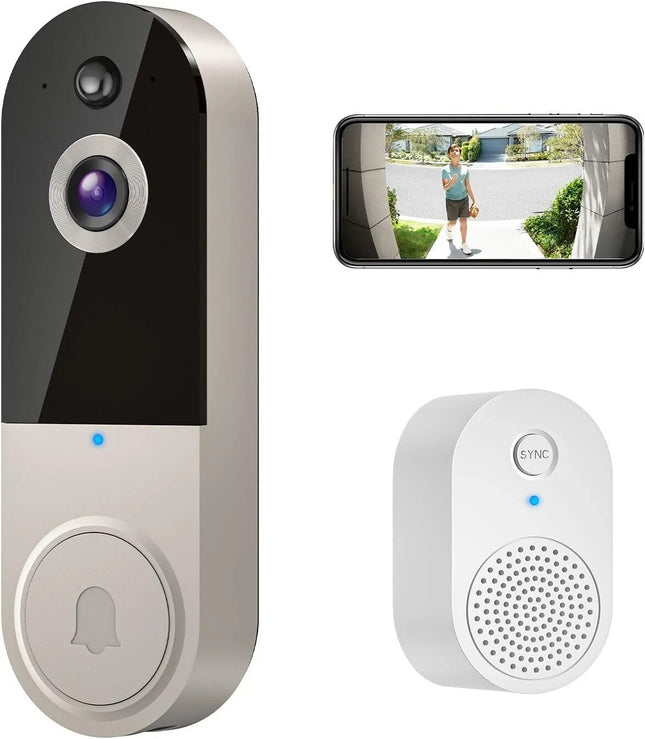 1080P Wireless Video Doorbell Camera with Ring Chime, Smart AI Human Detection