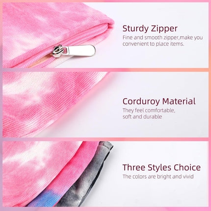 Makeup Bag, Corduroy Gradient Travel Make up Bag, Small Make up Bag for Women, Portable Cosmetic Bags, Multifunctional Travel Toiletries Bag Make up Case for Girls Gift - Pink White
