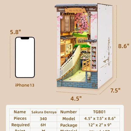 Rolife DIY Book Nook Japanese Sakura Densya in Books Series Wooden Miniature House with Furniture Doll House Kits Toy