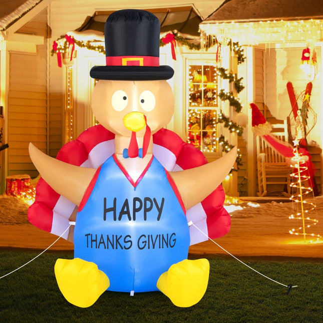 Thanksgiving Inflatable Turkey with LED Lights and Built-In Fan