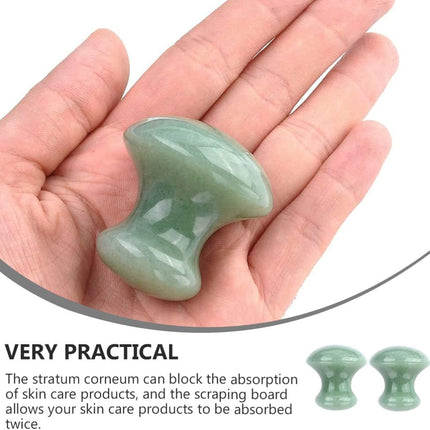 2Pcs Gua Sha Facial Tools, Green Jade Quartz Massage Gua Sha Rollers Stones Scraping Massage Tool for Women Home Spa