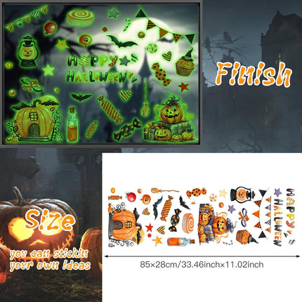 Toarti Glow in the Dark Halloween Wall Stickers,Pumpk