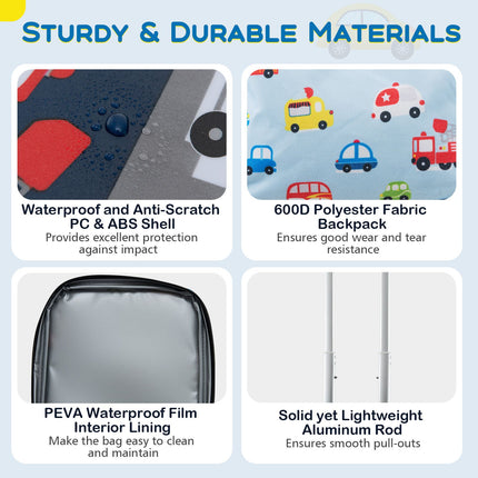 5 Piece Kids Luggage Set Carry-On Children Rolling Suitcase Set with Backpack