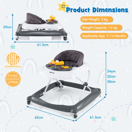 Toddler Activity Center Push Walker with 3 Adjustable Heights