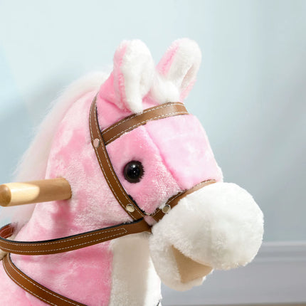 Wooden Ride on Horse, Ride on Pony Gift for Ages 3-6 Years - Pink
