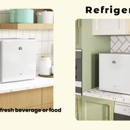 HOMCOM 46L Counter Top Fridge Mini Fridge with Lock Chiller Box Cream White