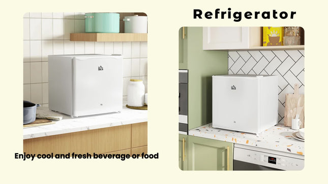 HOMCOM 46L Counter Top Fridge Mini Fridge with Lock Chiller Box Cream White