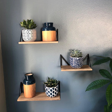3X Corner Wall Shelves Industrial Wood Floating Shelf for Souvenirs Ornaments De