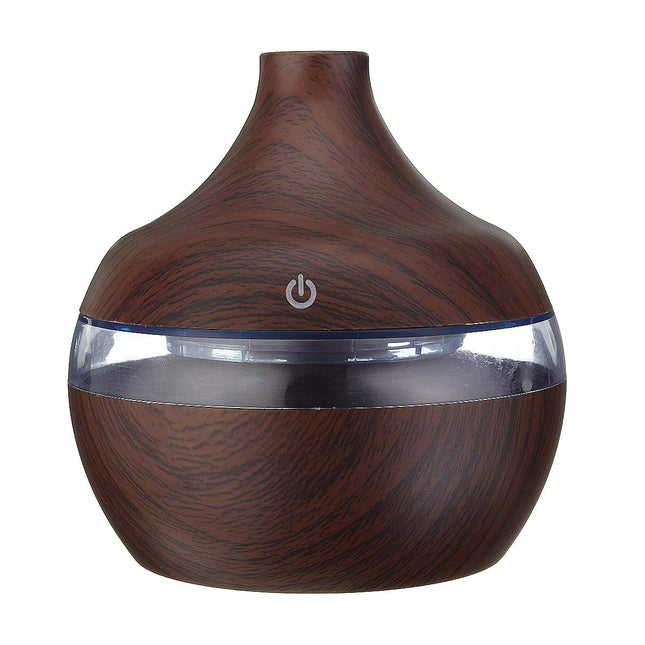 Intelligent Induction Led Usb Wood Grain Ultrasonic Air Humidifier Aromatherapy Essential Oil Diffuser - Dark Brown