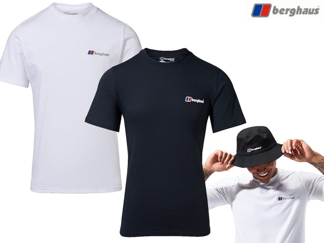 Mens Berghaus T Shirt Organic 100% Cotton Classic Logo Crew Neck Tee