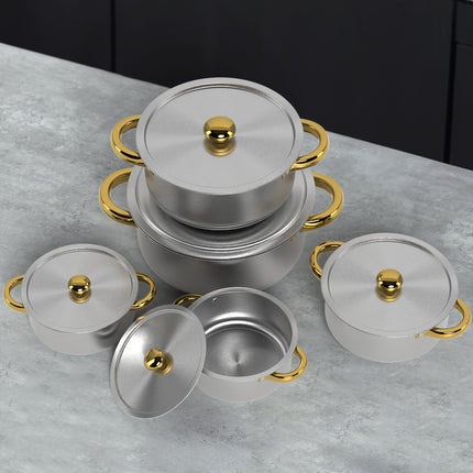 10Pc INDUCTION PAN SET GLASS LIDS STAINLESS STEEL KITCHEN COOKWARE POT