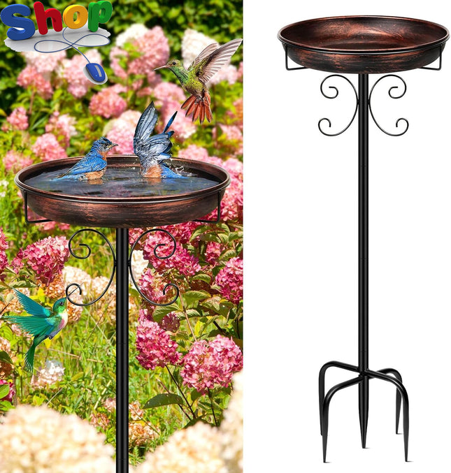 35In Metal Bird Bath for Garden, Vintage Freestanding Birdbaths & Supports, Bird