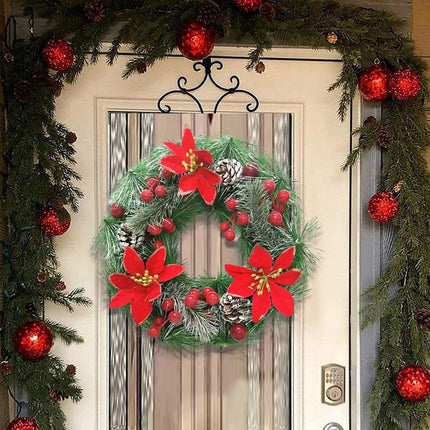 30CM Christmas Wreath with Lights Front Door Wreath Garland Hanging Decor BG