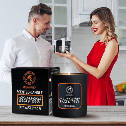 Scented Candle Bourbon 200G - Soy Wax Candle - Home Scented Candle - Aromatherapy Candle - Rich and Intense Scent - Air Freshener - Glass Candle Gift - Gift for Men