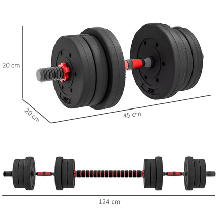 20Kg 2 in 1 Adjustable Dumbbells Weight Set, Dumbbell Hand Weight Barbell for Body Fitness, Lifting Training for Home