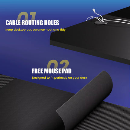 Gaming Desk Computer Desk Sturdy Carbon Fiber Z Frame Large Gaming Table with Headphone Hooks PC Desk