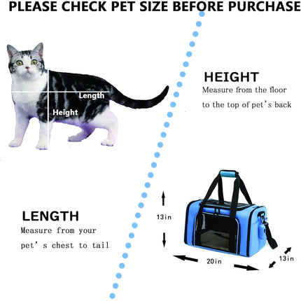 Cat Carrier Dog Carrier Pet Carrier Cat Bags for Small Medium Cats Dogs Puppies of 15 Lbs,Of Airline Approved Small Dog Bag Soft Sided,Collapsible Travel Puppy Carrier (Large, Blue)