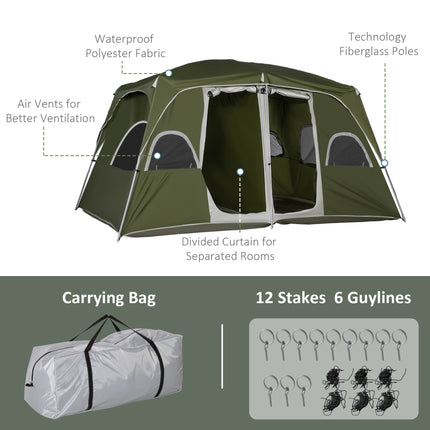 4-8 Person Family Camping Tent with 2 Room Mesh Windows, Easy Set Up