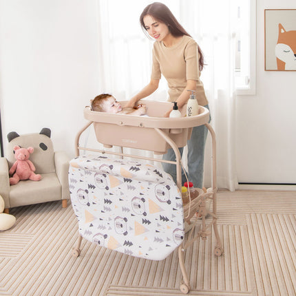 2-In-1 Baby Change Table with Bathtub and Folding Changing Station