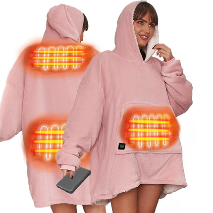 Sienna Electric Oversized Blanket Hoodie Heated Big Wearable Sherpa Fleece Adult
