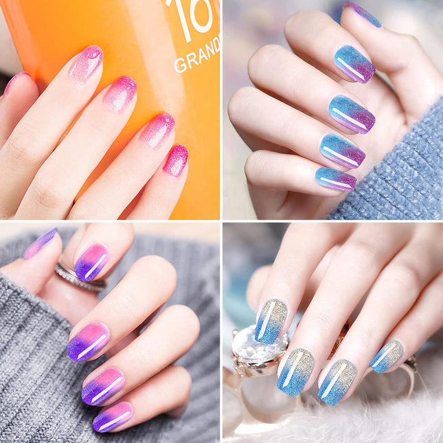 UV Gel Nail Polish, Gel Polish in Color-Changing Flavors, Long-Lasting, Glossy Finish - 4 X 7.3Ml Each