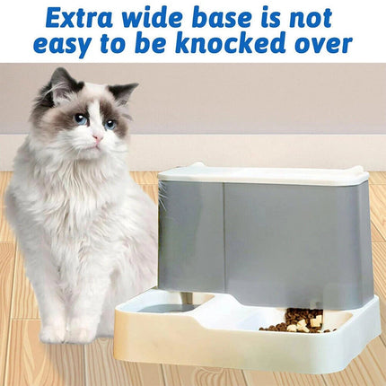 2 In1 Feeder Food Water Dispenser Bowl Automatic Dog Cat Bottle Pet Self Feeding