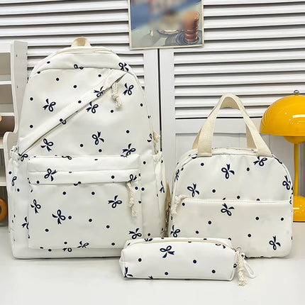 3-In-1 Bow Tie College School Backpack with Lunch Bag Pencil Case School Backpack Set Student Backpack for Teens Women Student