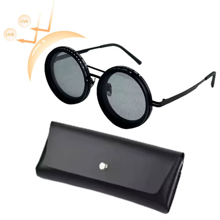 ND9 Adjustable Dimming Sunglasses Retro Punk round Men'S Outdoor Fishing UV400 Polarized Driving Sunglasses for Driving Fishing