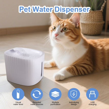 3L Cat Water Fountain Electric Pet Dog Drinking Bowl USB Automatic Dispenser