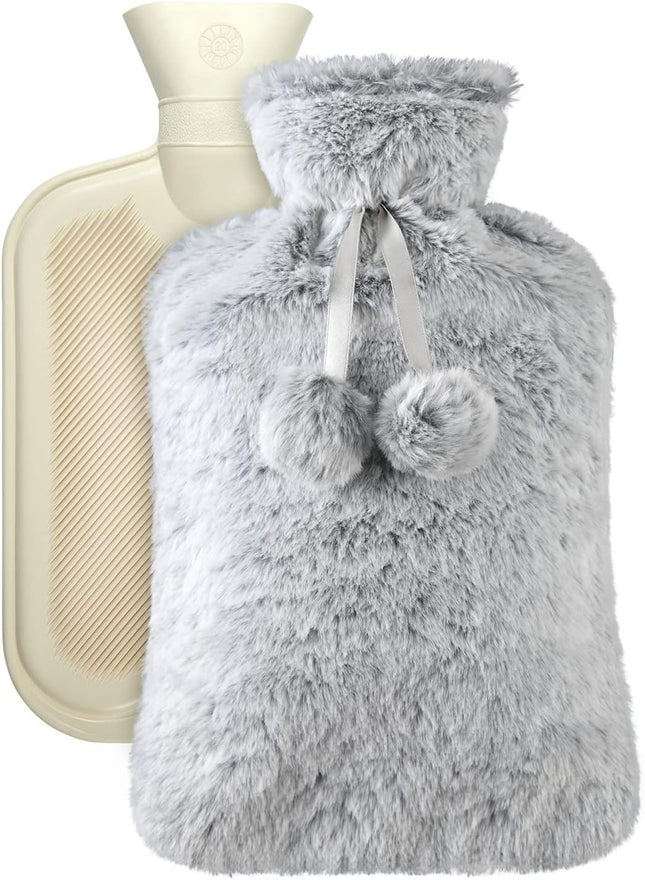 Vicloon 2L Hot Water Bottle with Soft Fluff Cover | Leak Proof Rubber Bag