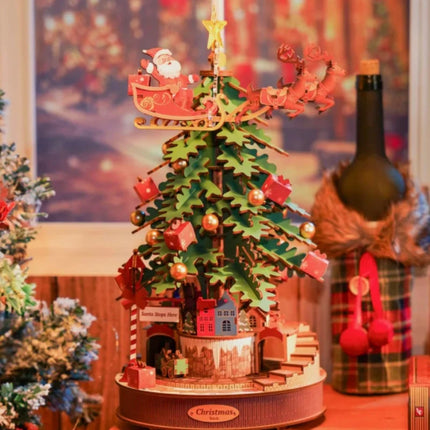 Music Box Christmas Melody Tree 3D Wooden Puzzles Wooden Model Kits for Adults to Build Best Gifts for Adults and Kids