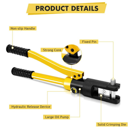 16 Tons 11 Dies Hydraulic Wire Terminal Crimper Tool with Carry Case