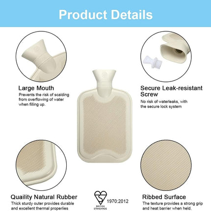 Vicloon 2L Hot Water Bottle with Soft Fluff Cover | Leak Proof Rubber Bag