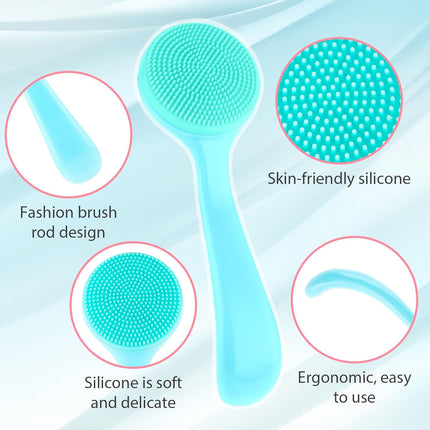 2Pcs Silicone Face Brush,Facial Cleansing Scrubber, Soft Skin-Friendly Touch Effective Cleansing Face Wash Brush Exfoliator for Men+Women